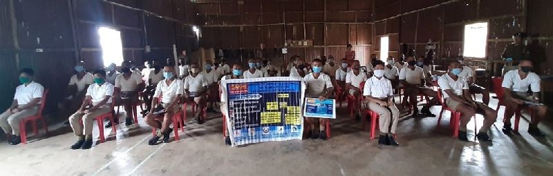 Police personnel attending the awareness seminar held at Police New Reserve, Peren Town on October 15. (DIPR Photo)
